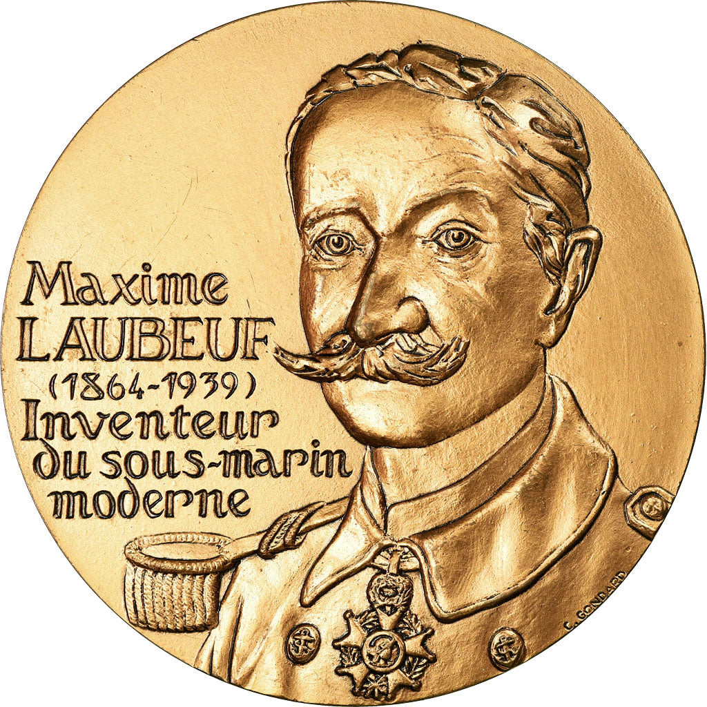 France, Médaille, Maxime Laubeuf, Inventeur du Sous-Marin Moderne, 1996, C.