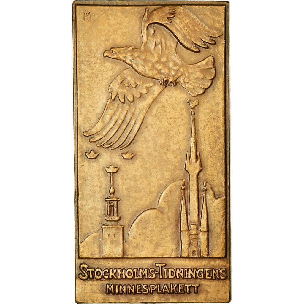 Suède, Médaille, Stockholms-Tidningens Minnesplakett, 1953, SUP+, Bronze
