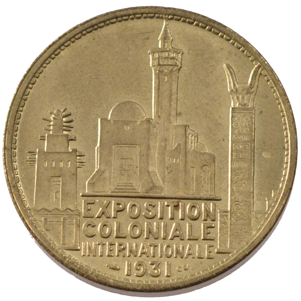 France, Colonial Exhibition, Token, 1931, AU(55-58), Copper, 19.61