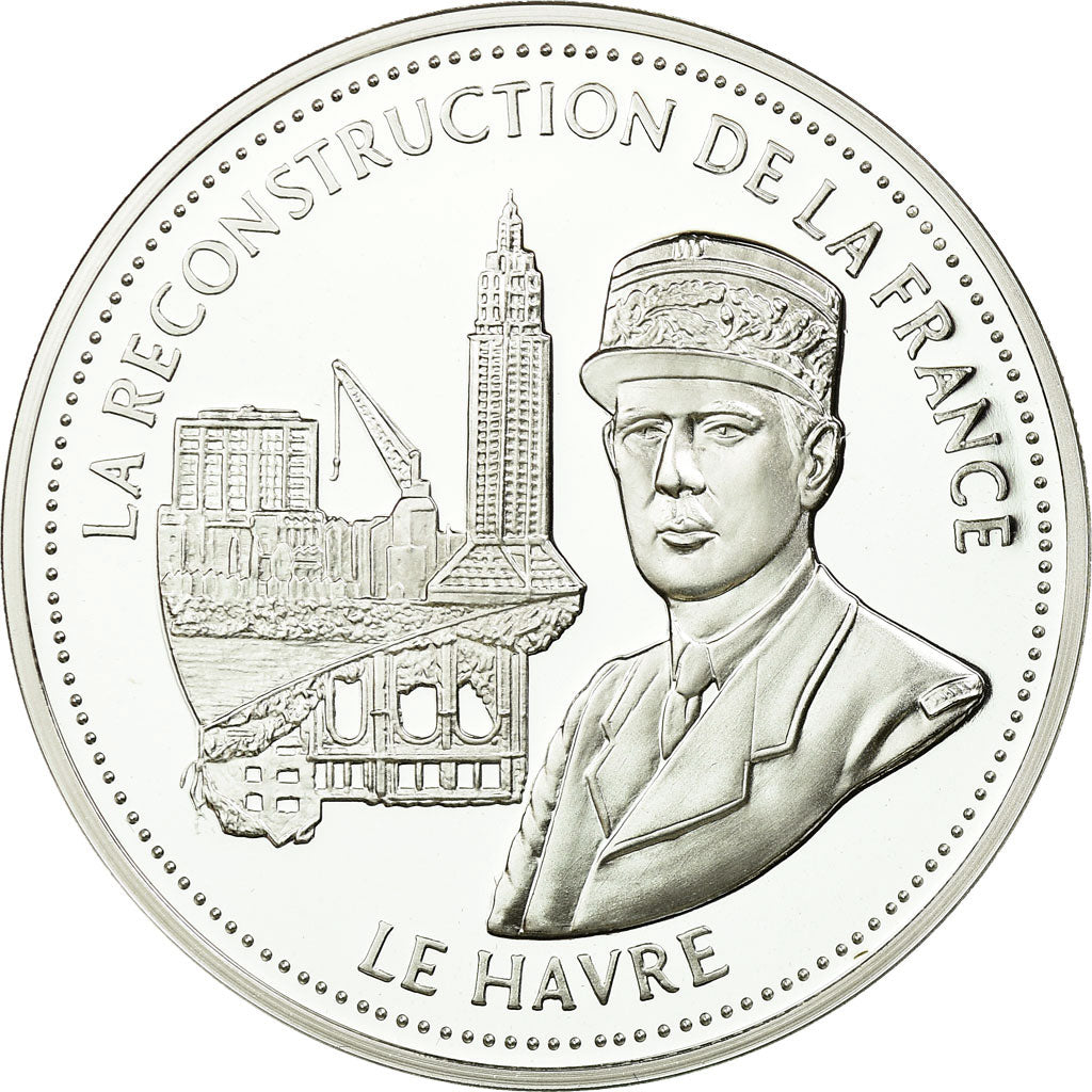 France, Medal, De Gaulle, La Reconstruction de la France, MS(65-70), Silver