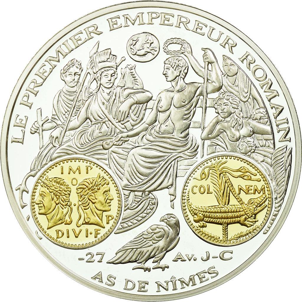 Francia, medaglia, Histoire Monétaire, Le Premier Empereur Romain, FDC, Argento