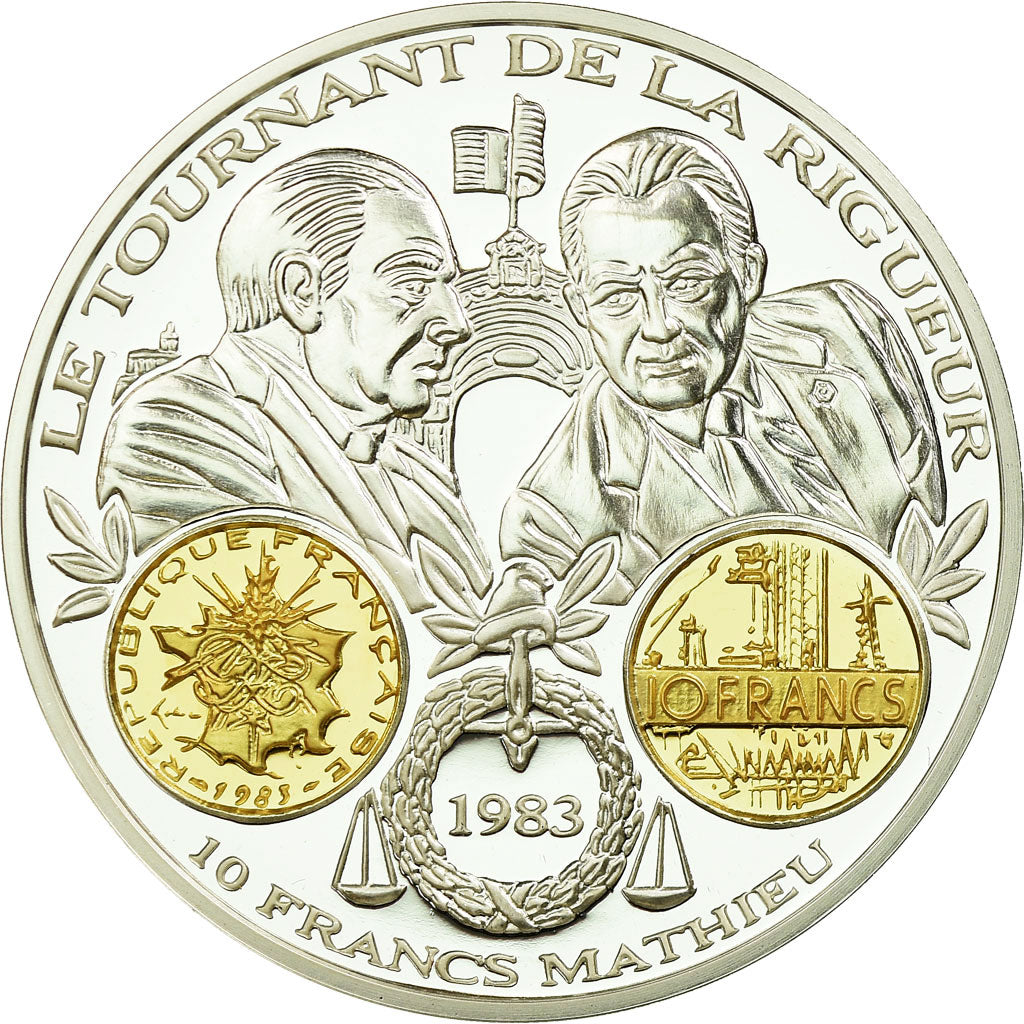 France, Medal, Histoire Monétaire, 10 Francs Mathieu, MS(65-70), Silver