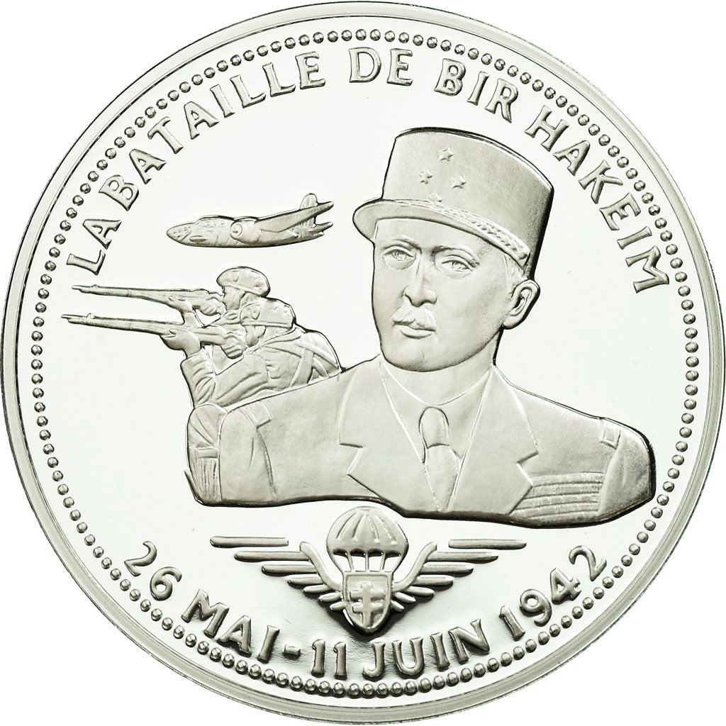 France, Medal, La Bataille de Bir Hakeim, MS(65-70), Silver