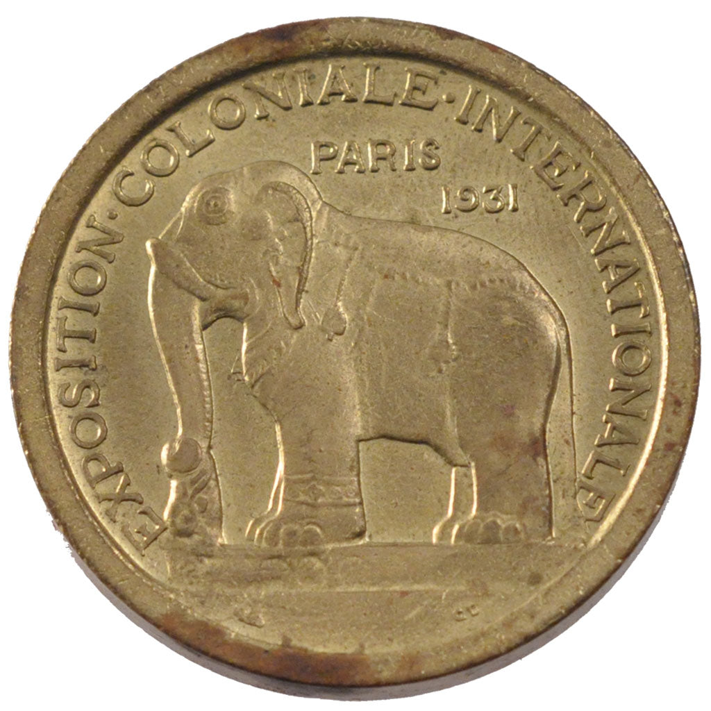 France, Colonial Exhibition, Token, 1931, AU(55-58), Copper, 19.93