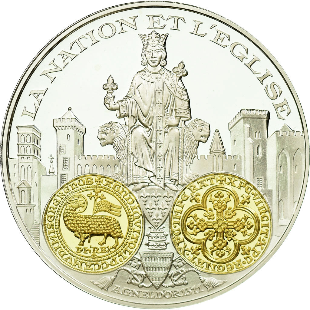France, Medal, 2000 Ans d'Histoire Monétaire, Agnel d'Or, MS(65-70), Silver