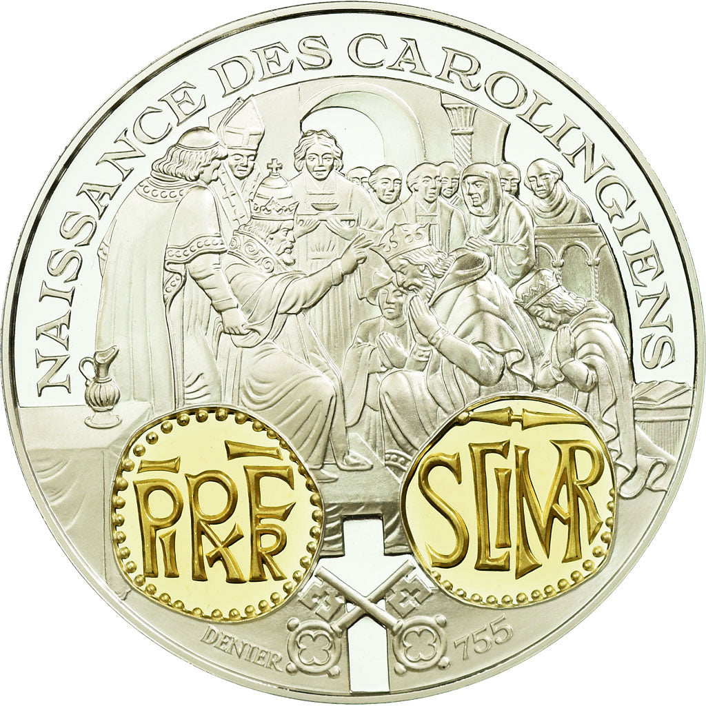 France, Medal, Histoire Monétaire, Naissance des Carolingiens, MS(65-70)