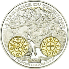 France, Medal, Histoire Monétaire, Denier Charles II, MS(65-70), Silver