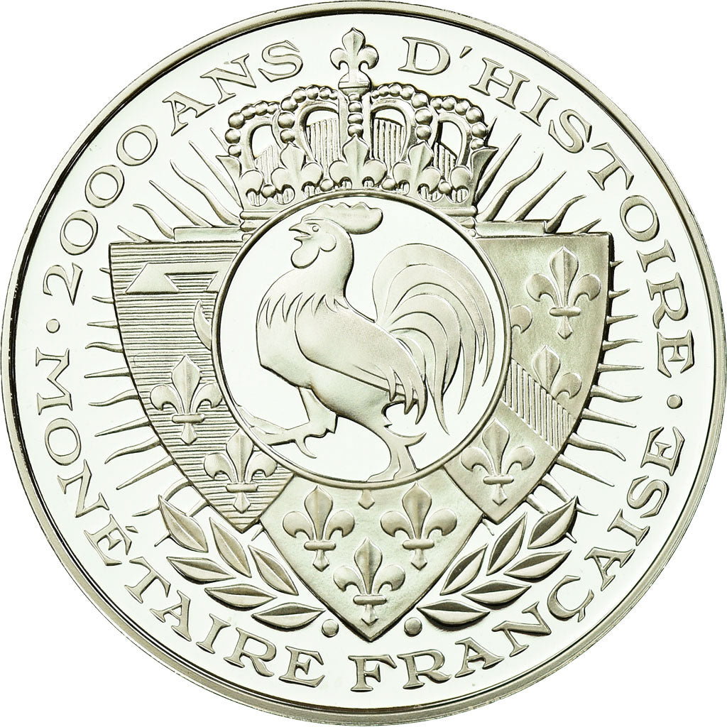 France, Medal, Histoire Monétaire, Denier Charles II, MS(65-70), Silver