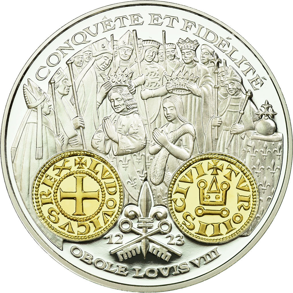 France, Medal, Histoire Monétaire, Obole Louis VIII, MS(65-70), Silver