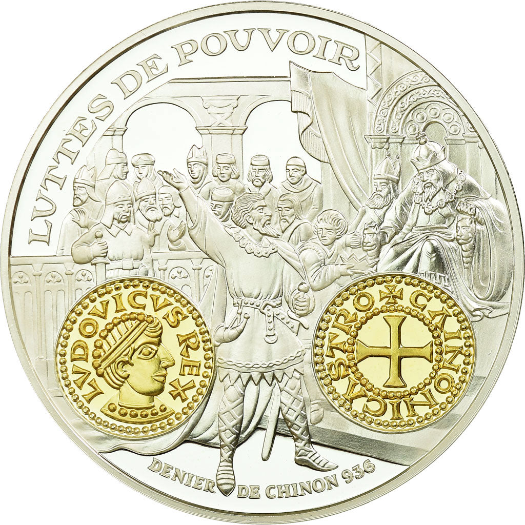 France, Medal, Histoire Monétaire, Denier de Chinon, MS(65-70), Silver