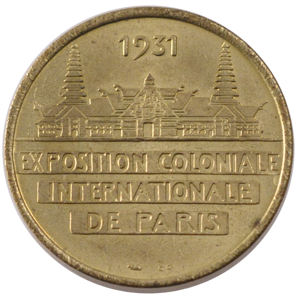 France, Colonial Exhibition, Token, 1931, AU(55-58), Copper, 20.03