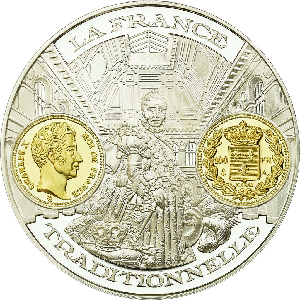 France, Medal, Histoire Monétaire, 100 Francs Charles X, MS(65-70), Silver