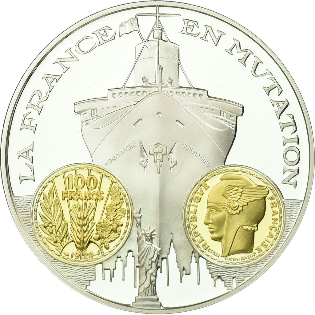 France, Medal, Histoire Monétaire, 100 Francs Bazor, MS(65-70), Silver