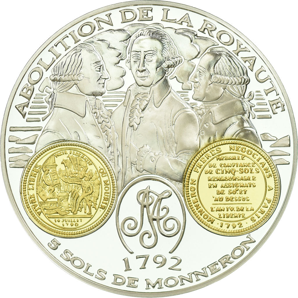France, Medal, Histoire Monétaire, Abolition de la Royauté, MS(65-70), Silver
