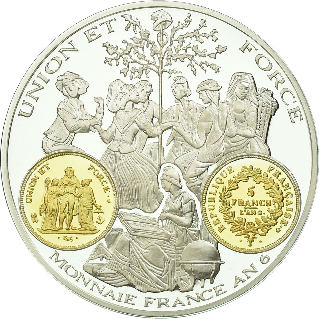 France, Medal, Histoire Monétaire, 5 Francs Union et Force, MS(65-70), Silver