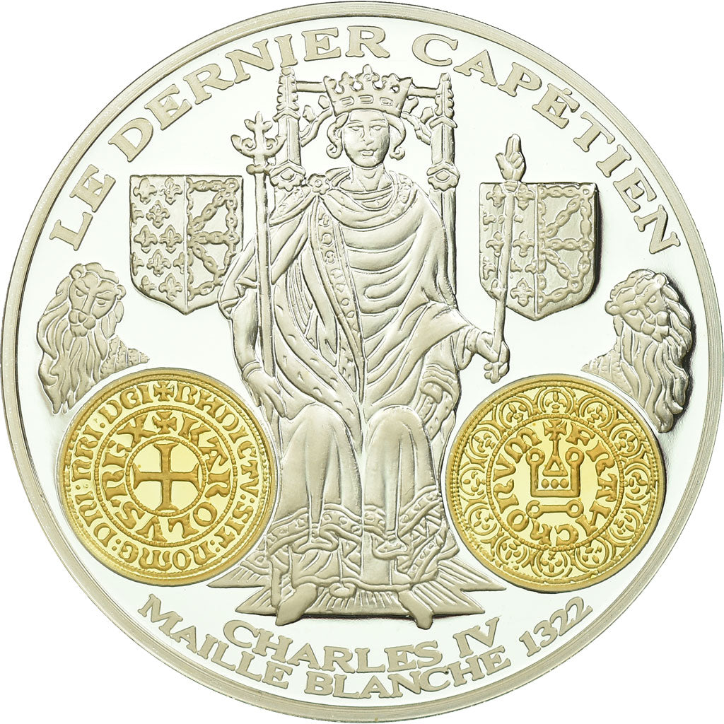 France, Medal, Histoire Monétaire, Charles IV, Maille Blanche, MS(65-70)