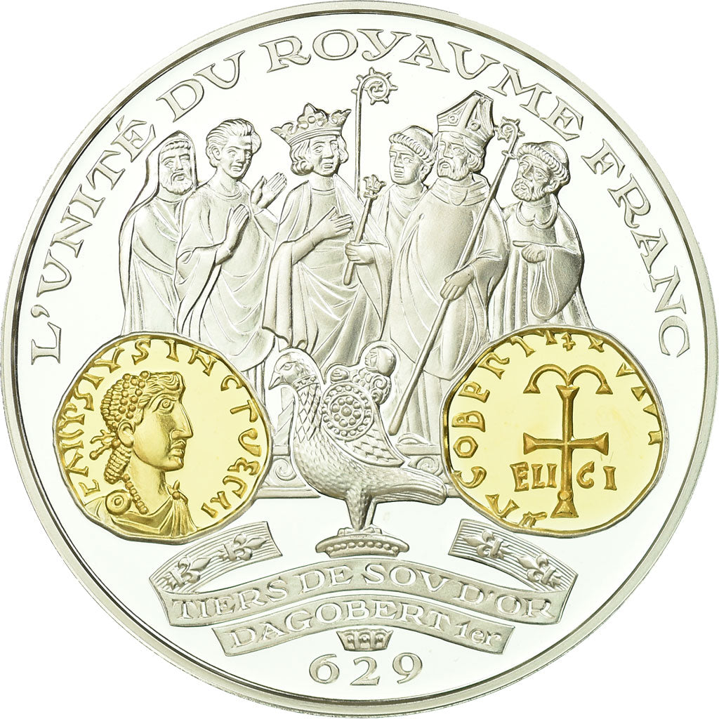 France, Medal, Histoire Monétaire, Tiers de Sou, Dagobert Ier, MS(65-70)