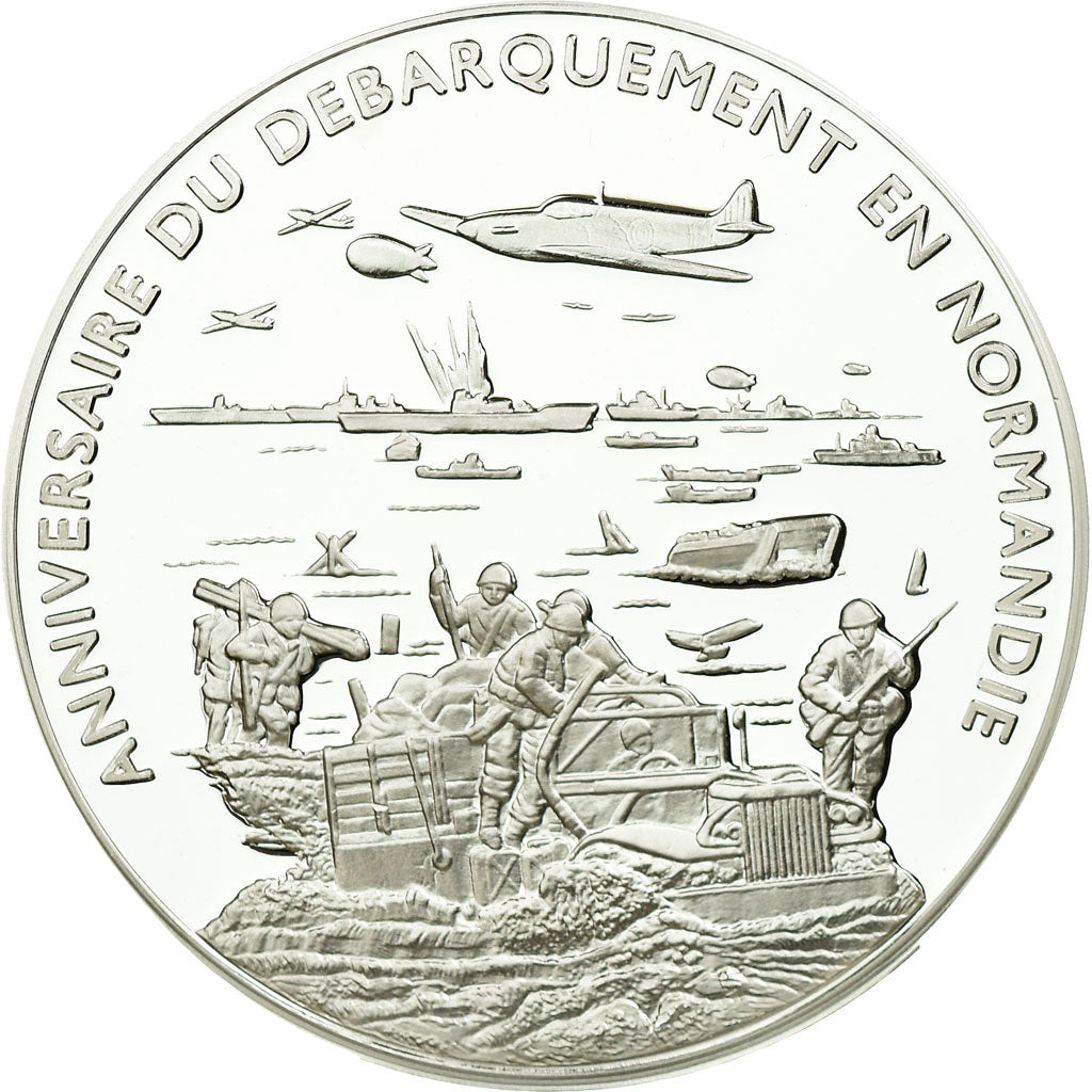 France, Medal, Anniversaire du Débarquement de Normandie, MS(65-70), Silver