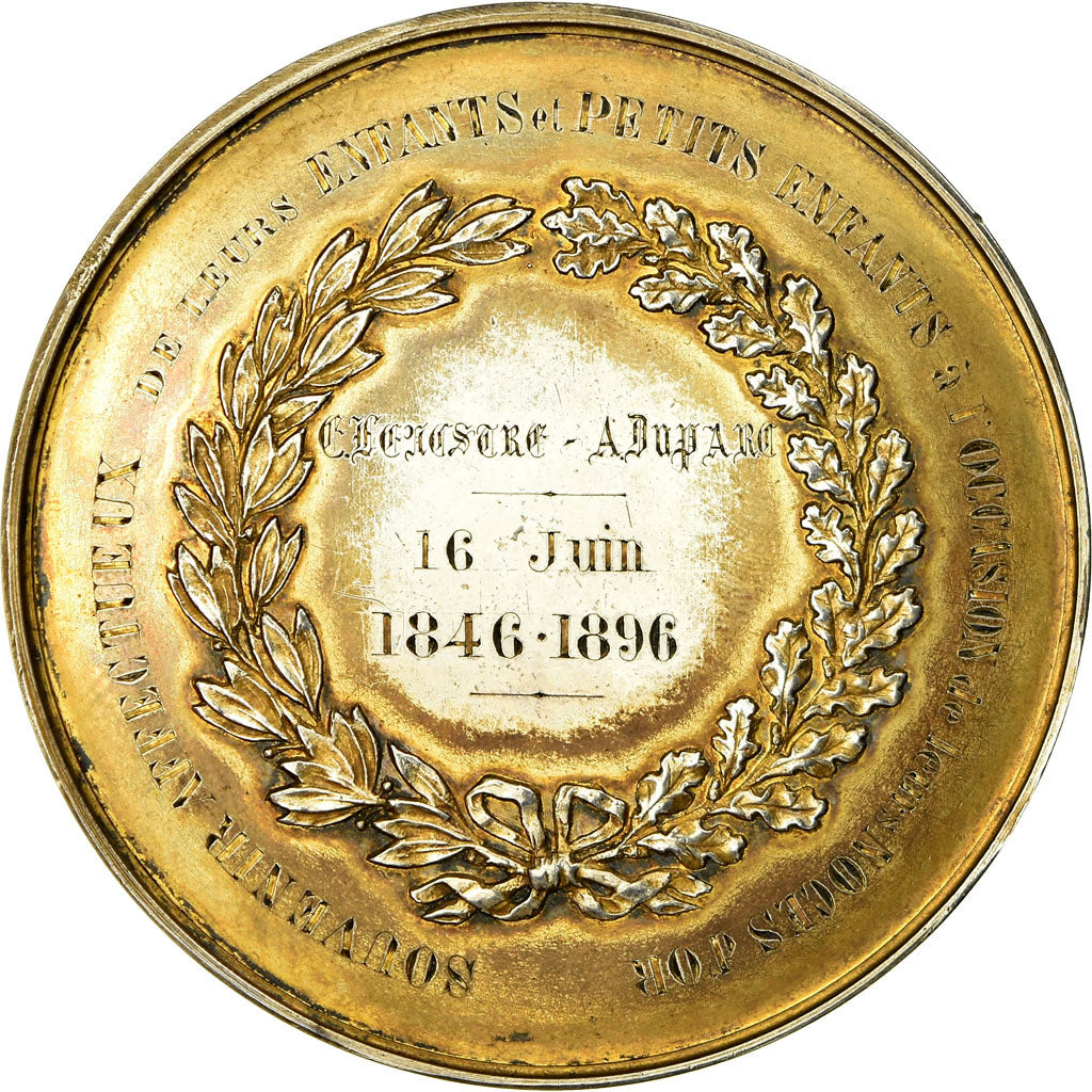 France, Medal, Mariage, Noces d'or, 1896, AU(55-58), Vermeil