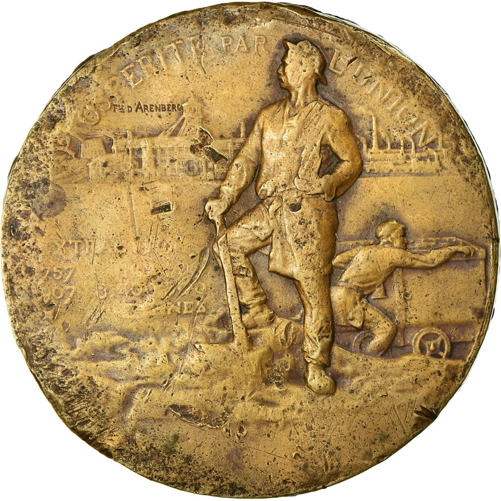 Frankrijk, Medaille, Compagnie des Mines d'Anzin, 1907, Theunissen, ZG, Bronze