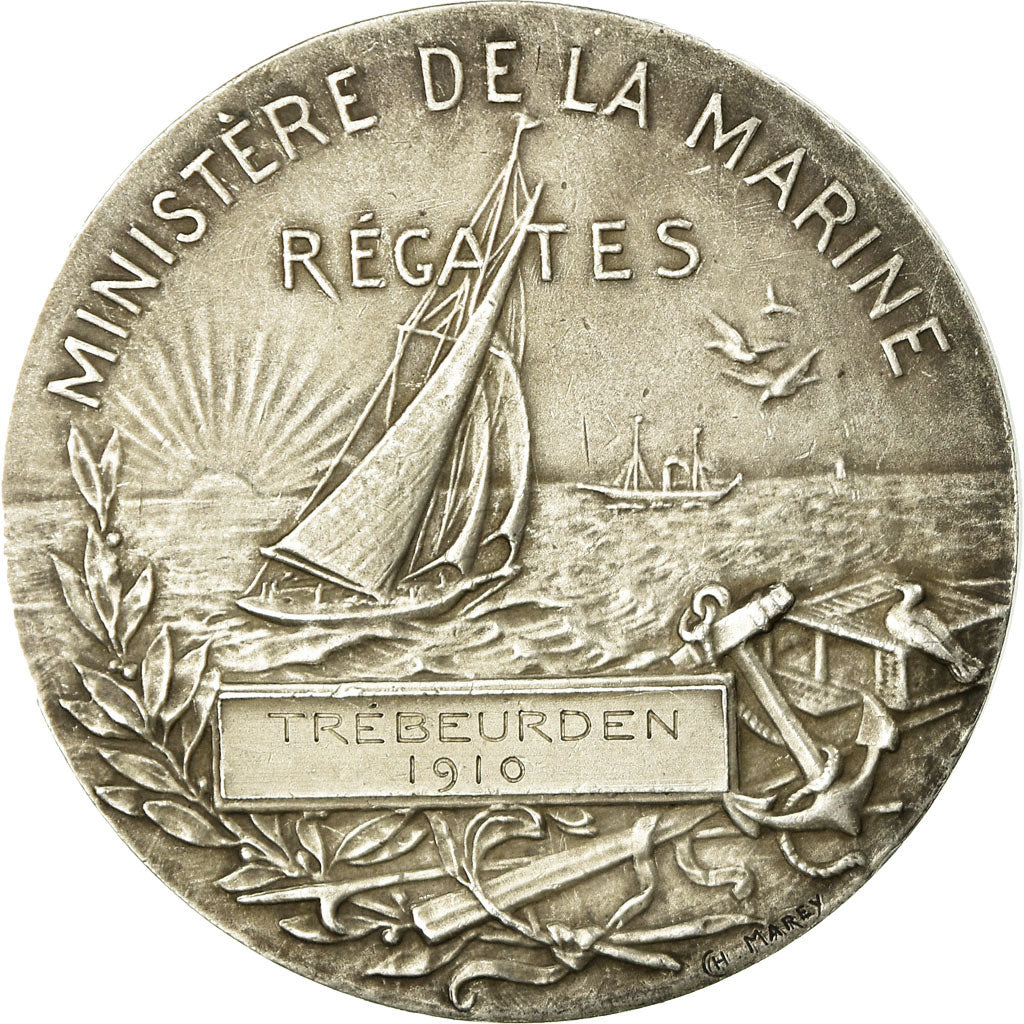 France, Médaille, Ministère de la Marine, Régates, Shipping, 1910, Marey