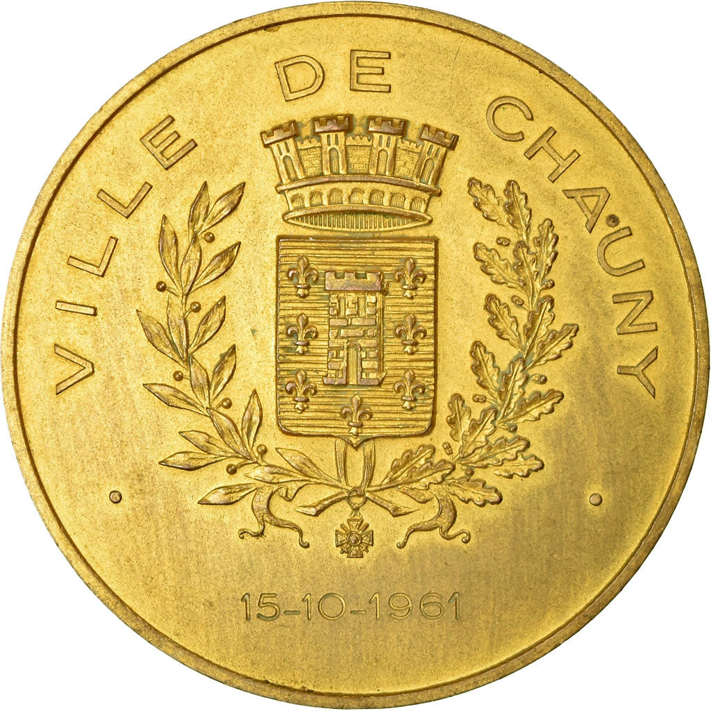 France, Médaille, Ville de Chauny, 1961, Legastelois, TTB+, Gilt Bronze