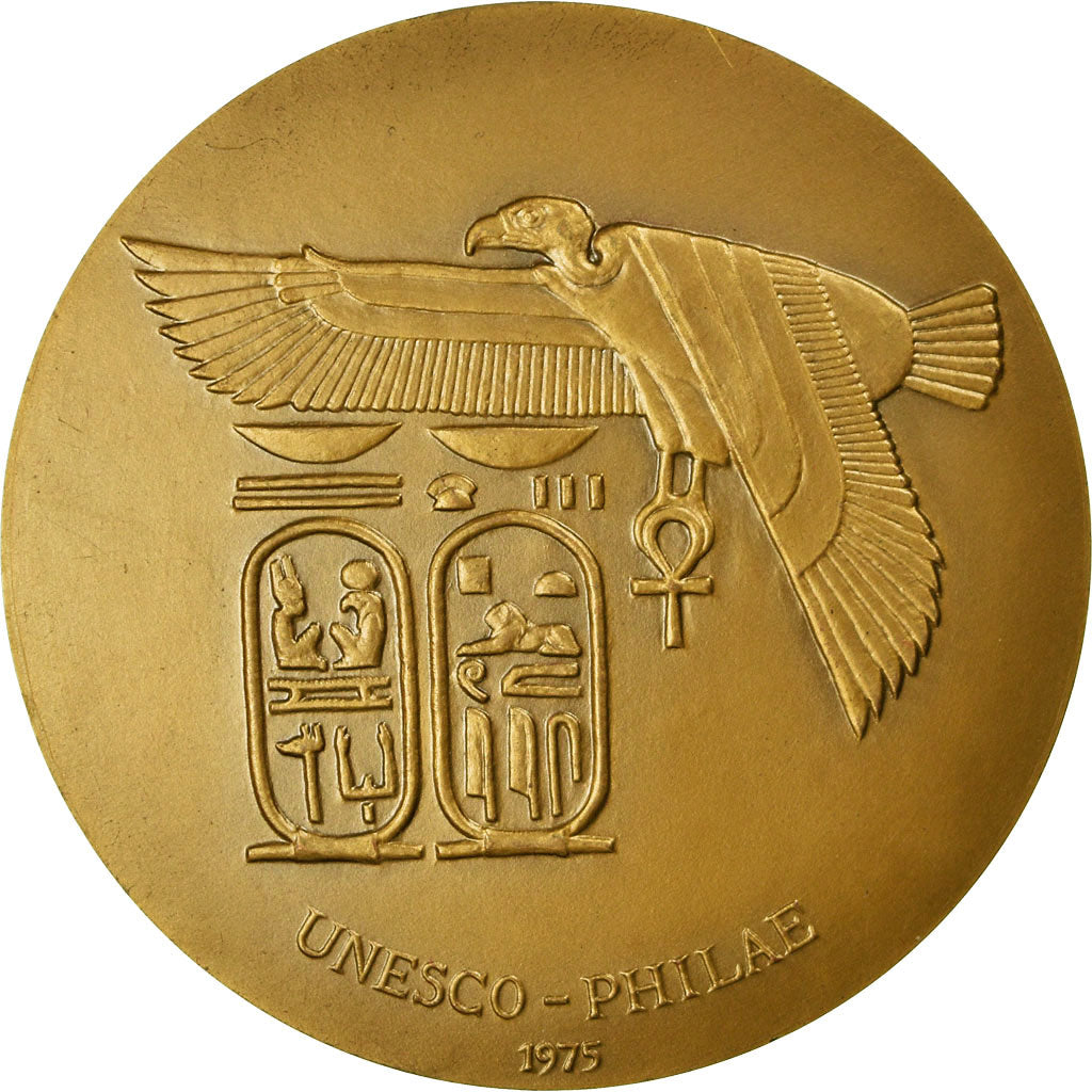 France, Medal, Unesco, Sauvegarde des Monuments du Philae, Egypte, 1976