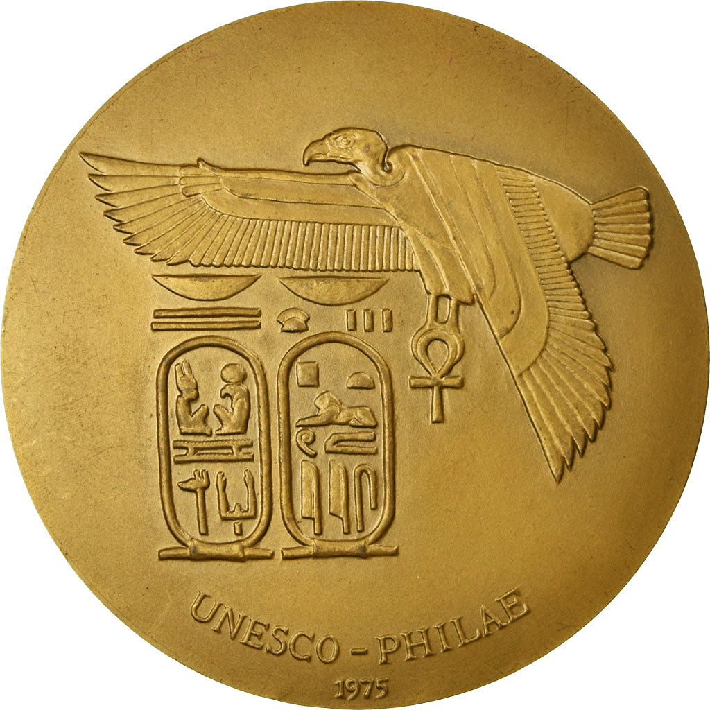 France, Medal, Unesco, Sauvegarde des Monuments du Philae, Egypte, 1976