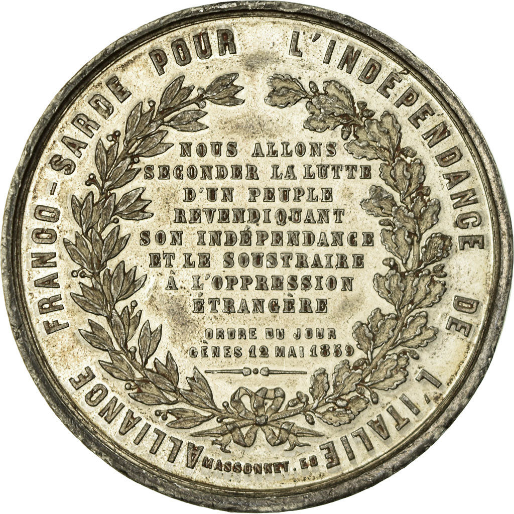 Italy, Medal, Napoléon III, Alliance Franco-Sarde pour l'Indépendance de