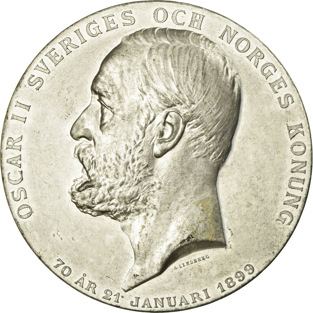 Suède, Médaille, Oscar II, Roi de Suède et Norvège, 1899, Lindberg, TTB+