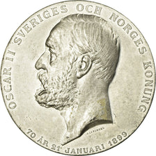Suède, Médaille, Oscar II, Roi de Suède et Norvège, 1899, Lindberg, TTB+