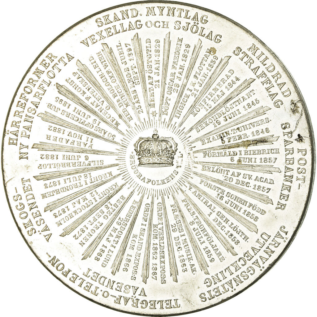 Suède, Médaille, Oscar II, Roi de Suède et Norvège, 1899, Lindberg, TTB+