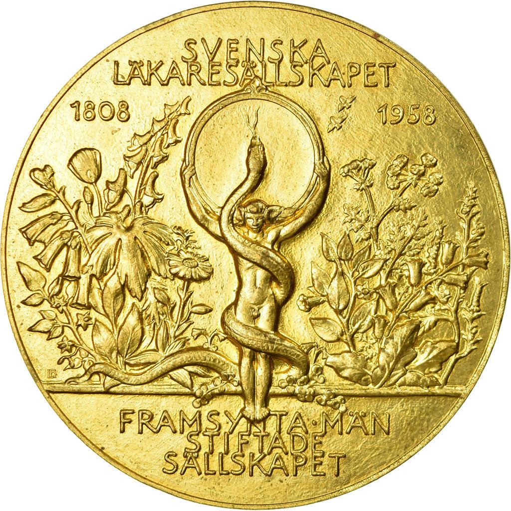 Sweden, Medal, Svenska Läkaresällskapet, 1958, AU(55-58), Gilt Bronze