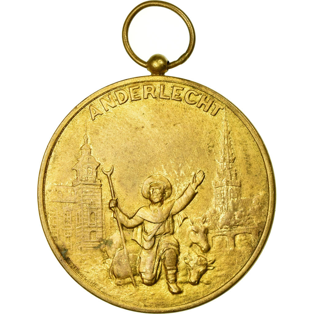 Belgien, Medaille, Foire Annuelle au Bétail, Anderlecht, 1957, SS+, Gilt Bronze