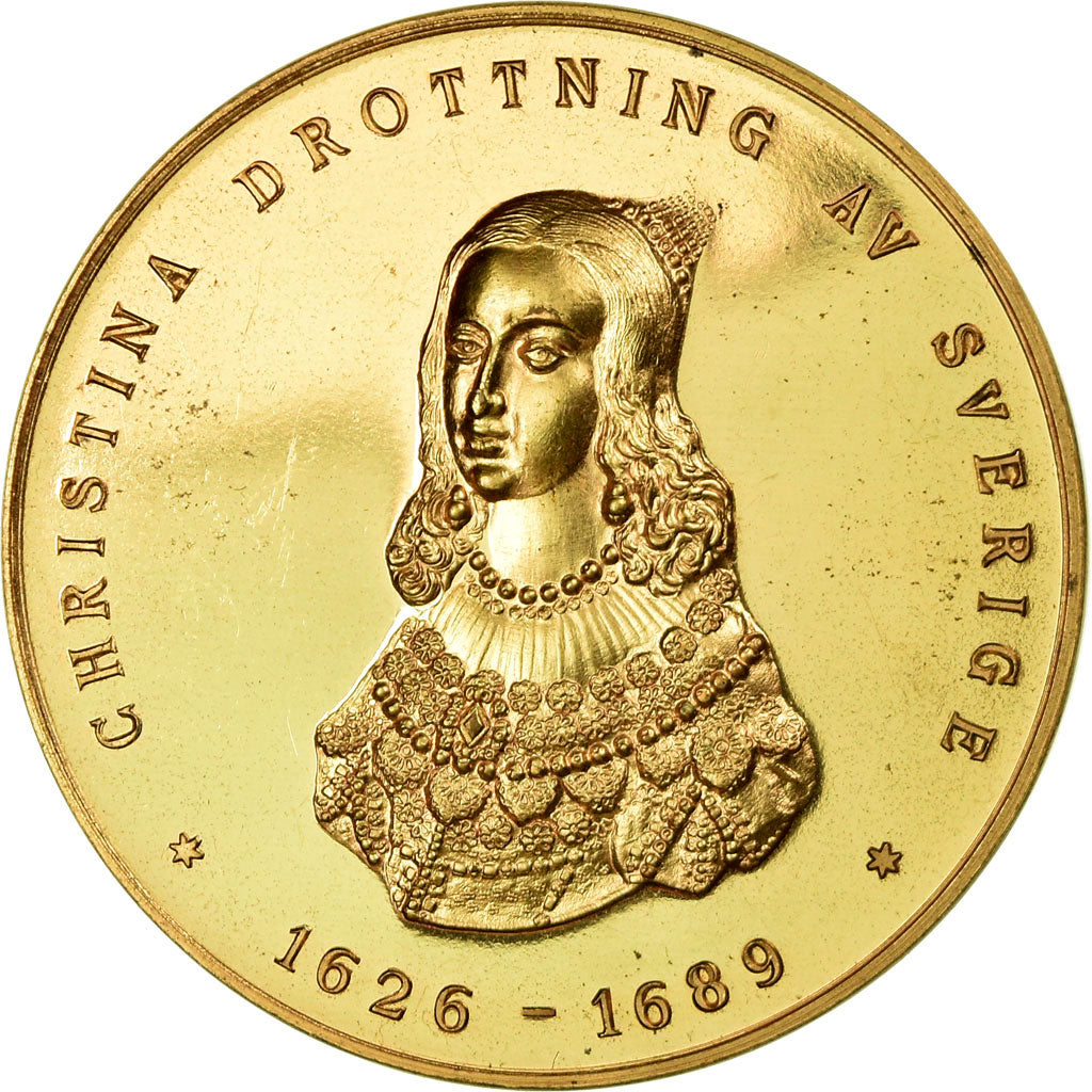 Sweden, Medal, Queen Christina Drottning, 1966, MS(63), Gilt Bronze