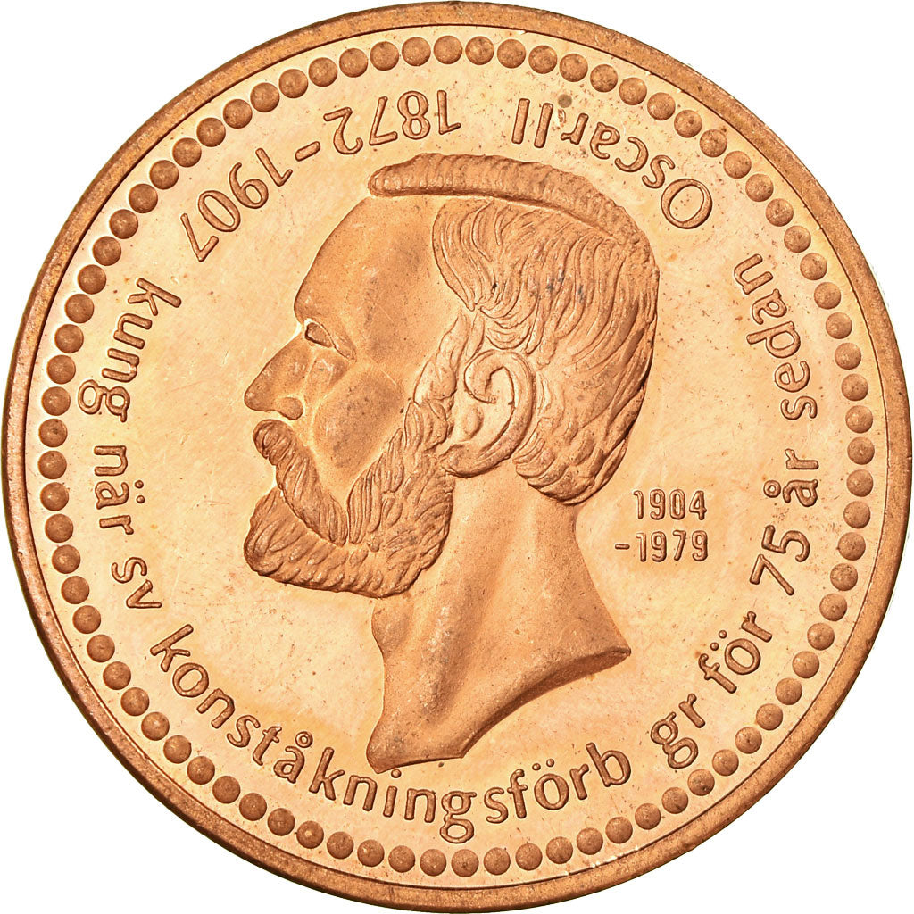 Suécia, Medal, Oscar II de Suède et de Norvège, 1907, MS(63), Cobre