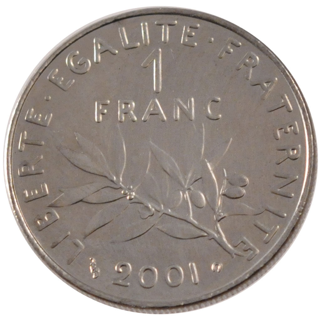 FRANCE, Semeuse, Franc, 2001, Paris, KM #925.1, MS(65-70), Nickel, 24, Gadoury..