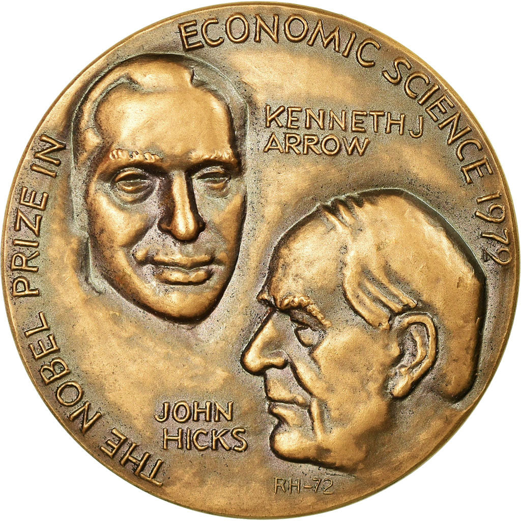 United Kingdom , Medaille, John Hicks-Kennethj Arrow, Prix nobel, 1972, UNZ