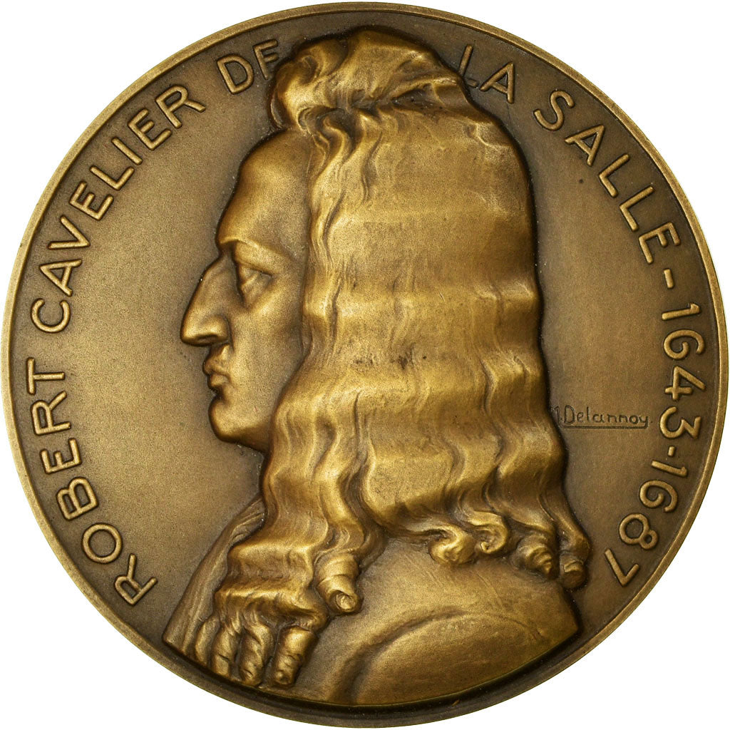 Francia, medaglia, Robert Cavelier de la Salle, Explorateur, Louis XIV, History