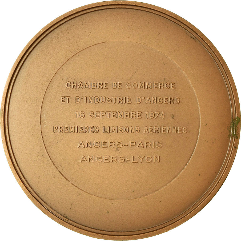 France, Médaille, Chambre de Commerce d'Angers, Aviation, 1974, SUP+, Bronze