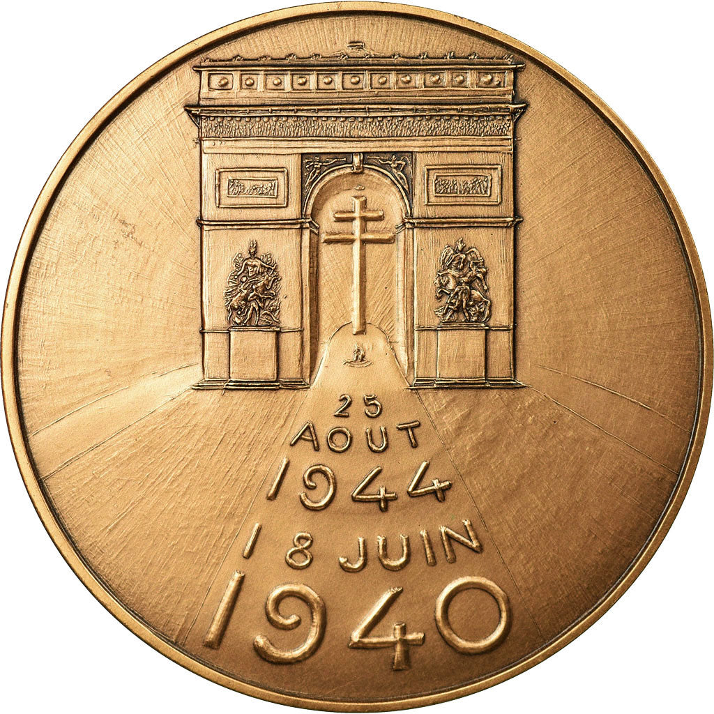 France, Medal, Charles De Gaulle, Arc de Triomphe, History, 1945, Rivaud