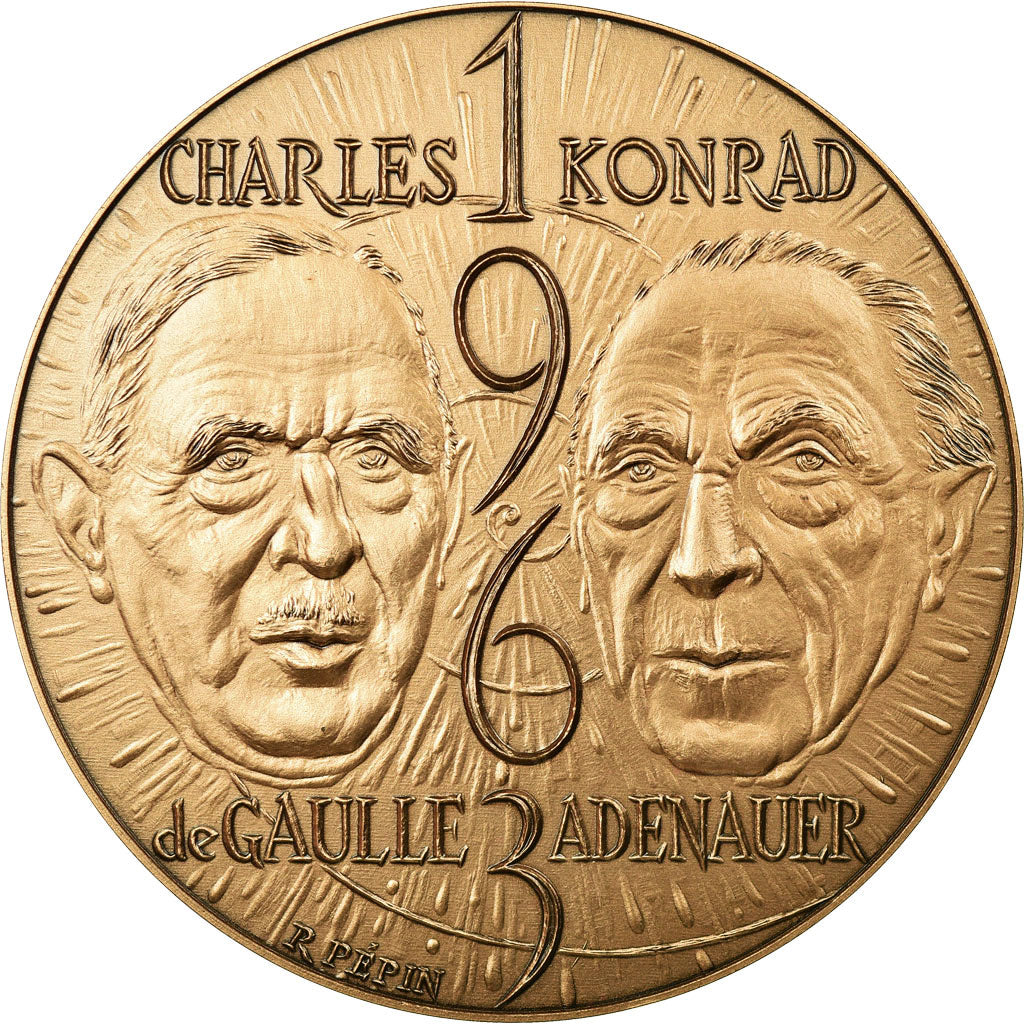 France, Medal, De Gaulle, Traité de l'Elysée, History, Pépin, MS(64), Bronze
