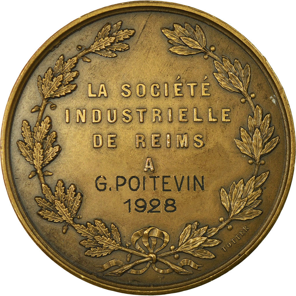 Frankreich, Medaille, La Société Industrielle de Reims, 1928, Brenet, UNZ