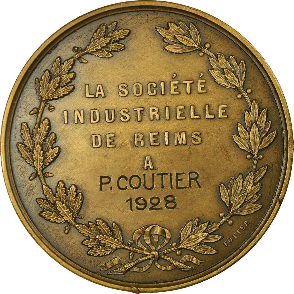 France, Medal, La Société Industrielle de Reims, 1928, Brenet, MS(64), Bronze