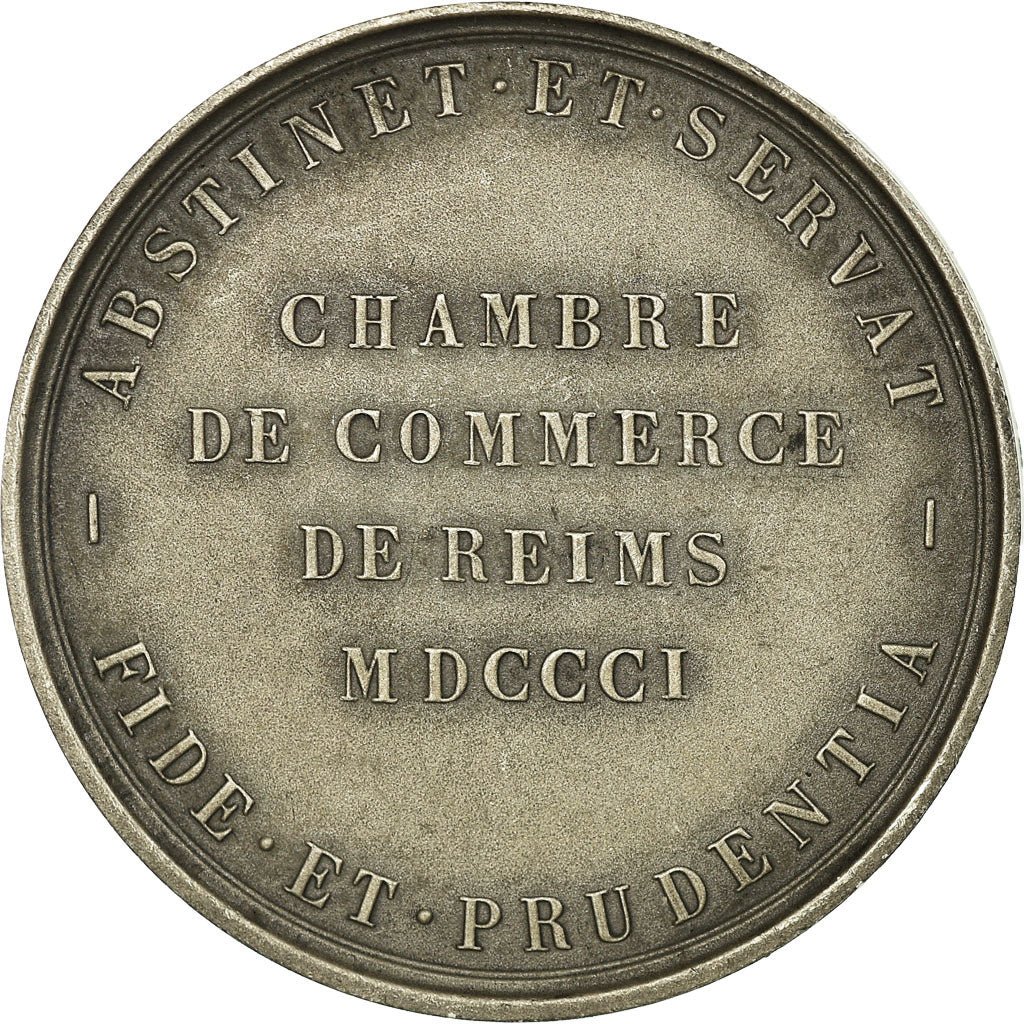 France, Medal, Colbert, Chambre de Commerce de Reims, T. Bernard, MS(63), Silver