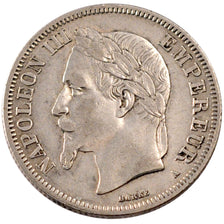 FRANCE, Napoléon III, 2 Francs, 1867, Paris, KM #807.1, AU(50-53), Silver, G...