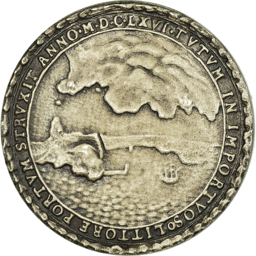 Frankreich, Medaille, Louis XIV, Ports, History, VZ, Silvered bronze