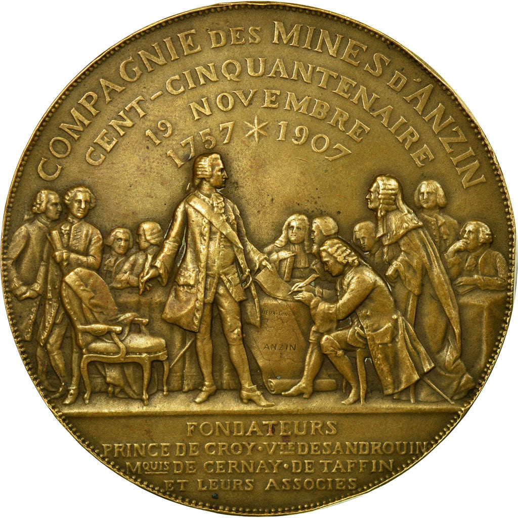 France, Medal, Compagnie des Mines d'Anzin, 1907, Theunissen, AU(50-53), Bronze