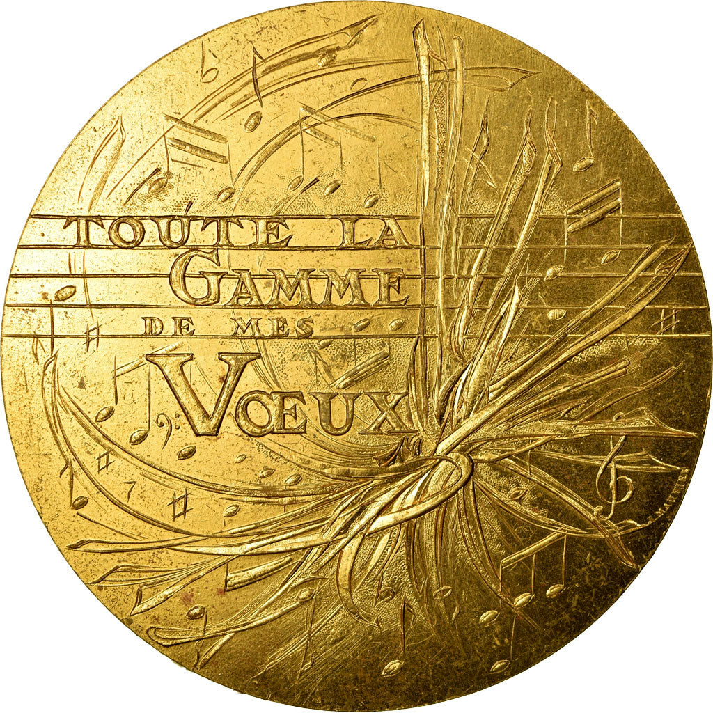 France, Médaille, Medaille de Voeux, Musique, 1991, TTB+, Gilt Bronze