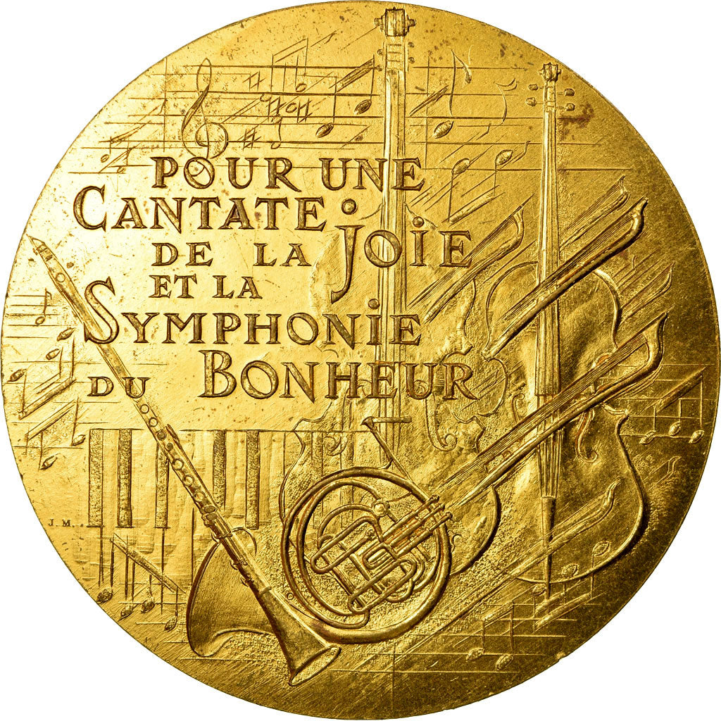 France, Médaille, Medaille de Voeux, Musique, 1991, TTB+, Gilt Bronze